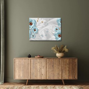 Obraz - 3D niebieskie kwiaty (70x50 cm)