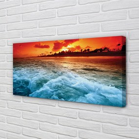 Obraz na płótnie Morze i Drzewa o Zachodzie