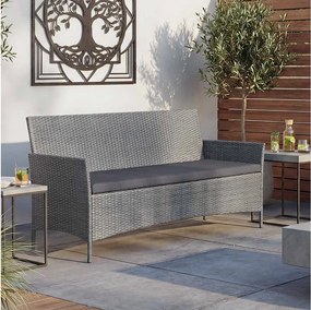 3-osobowa ławka ogrodowa z rattanu syntetycznego Hamar, szara, poduszki antracytowe