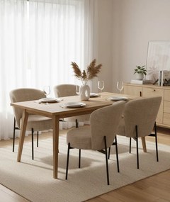 Tapicerowane beżowe krzesło na czarnej podstawie W1-W87