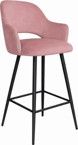 Hoker Milano krzesło barowe tkanina Welur podstawa metalowa : Kolor nogi - Czarna stożek, Kolor tkaniny - VELVET - MG58, Typ siedziska - Siedzisko obrotowe 360°