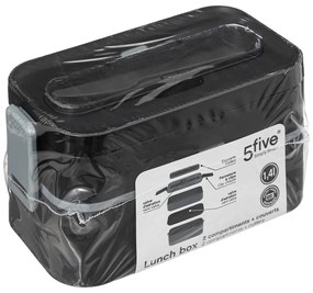 Lunch box do pracy, 2 przegródki + sztućce, 1,4 l