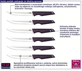 Fioletowy zestaw 6 noży do steków - Fercil 5X