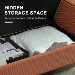 HOMCOM Sofa dwuosobowa z przestrzenią do przechowywania i solidnymi drewnianymi nogami, do salonu, sypialni, 117 x 63 x 79 cm, Różowy