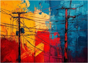 Obraz na szkle - Abstrakcyjne linie elektryczne (70x50 cm)