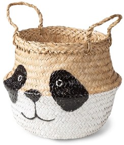 Biało-naturalny dziecięcy kosz na zabawki z trawy morskiej ø 25x24 cm Panda – Compactor