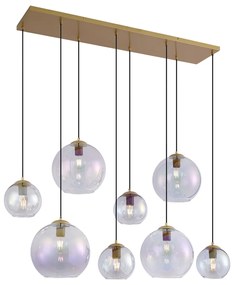 Lampa wisząca w stylu Art Deco złota z tęczowym szkłem 8-źródłowa - Sandra Oswietlenie wewnetrzne