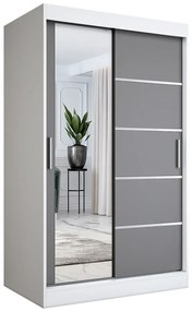 Szafa dwudrzwiowa z drzwiami przesuwnymi biały + antracyt 120x200 przesuwna Ebia 3X