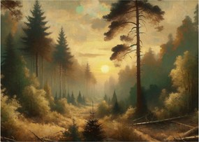 Obraz - Słońce świecące przez las (70x50 cm)