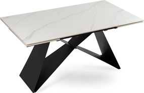 Stół Rozkładany Prostokątny VICTOR 160-240 cm Ceramiczny Biały Marmur/Czarny do Jadalni Nowoczesny Loft