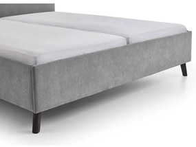 Szare tapicerowane łóżko dwuosobowe ze stelażem 160x200 cm Piano – Meise Möbel