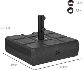 Outsunny Stojak na parasol do 40 kg - z uchwytem, kwadratowy, Czarny