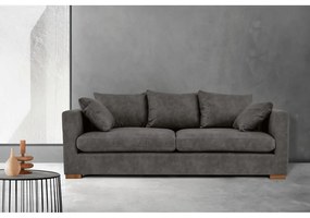 Antracytowa sofa z imitacji skóry 225 cm Hamburg – Scandic