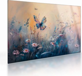 Obraz na szkle - Łąka z motylem II (70x50 cm)