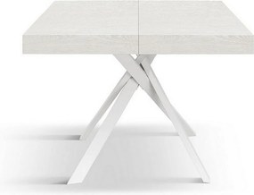 Biały stół z drewna jesionowego, białe metalowe nogi 95x90-145x90cm - FORTE DEI MARMI