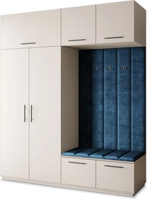 Masseno Garderoba REMA 200/240/60 cm Nowoczesna Szafa do Przedpokoju Kaszmir, MONOLITH 77 (Niebieski)