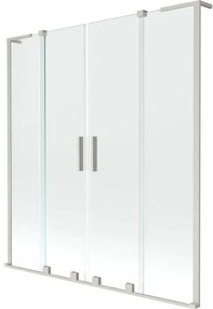 Mexen Velar L Duo parawan nawannowy 2-skrzydłowy rozsuwany 140 x 150 cm, transparent, nikiel szczotkowany - 896-140-003-02-97