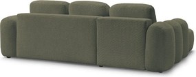 Zielony rozkładany/ze schowkiem narożnik z materiału bouclé (lewostronny/z szezlongiem) Montaigne – Bobochic Paris