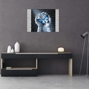 Obraz - Motyl na ścianie (70x50 cm)