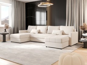 BEDANTE narożnik MOS U BIS Cosmic 10 beżowy z funkcją spania sofa w kształcie litery U z pojemnikiem na pościel