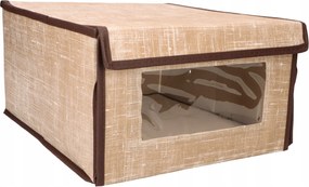 Organizer tekstylny Brązowy z oknem 34x29x19 cm pudełko do szafy domu biura