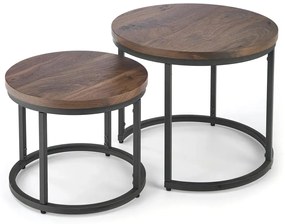 Zestaw okrągłych stolików kawowych w kolorze orzecha F8-S58