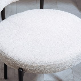 HOMCOM Zestaw 2 krzeseł do jadalni, tapicerowane w polarze, krzesła z siedziskiem tapicerowanym, nogi metalowe, kremowy