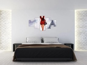 Obraz - Kobieta i wieża Eiffla (125x70 cm)