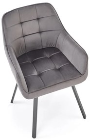 Krzesło do jadalni obrotowe z podłokietnikami popiel welurowe K588