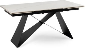 Stół Rozkładany Prostokątny VICTOR 160-240 cm Ceramiczny Biały Marmur/Czarny do Jadalni Nowoczesny Loft