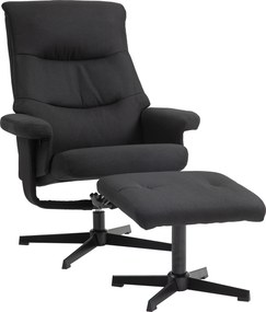 HOMCOM Fotel z podnóżkiem, obrotowy, funkcja bujania, imitacja aksamitu, do 150 kg, Czarny