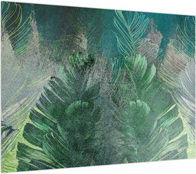 Obraz - Tekstura betonu z liśćmi (70x50 cm)
