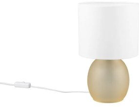 Lampa stołowa w biało-złotym kolorze z tekstylnym kloszem (wys. 29 cm) Vela – Trio