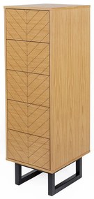 Komoda w dębowym dekorze Woodman Mora Narrow Herringbone Print