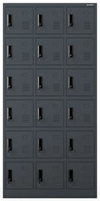 Skrytkowa szafa socjalna KAROL, 900 x 1850 x 400 mm, antracytowa