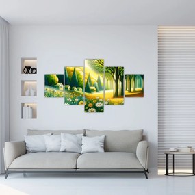 Obraz - Wieś w żółto-zielonym (125x70 cm)
