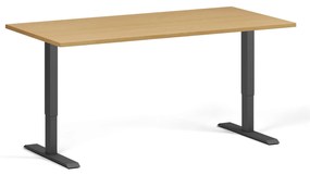 Biurko z regulacją wysokości, 160x80 cm, 2 silniki, czarna podstawa, buk