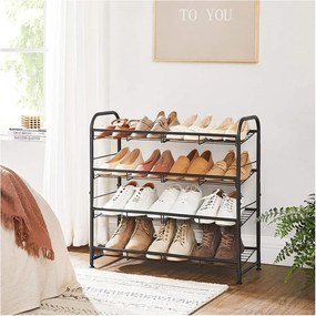 Regał na buty IRON, 4 półki, 68,5x27,5x65 cm, czarny SongmicsHome