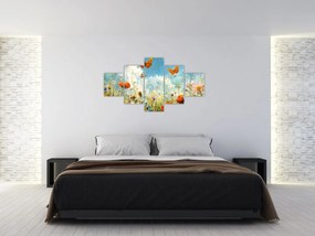 Obraz - Motyle na letniej łące (125x70 cm)