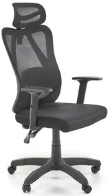 Obrotowy czarny ergonomiczny fotel z zagłówkiem i regulowanym oparciem S0-H70