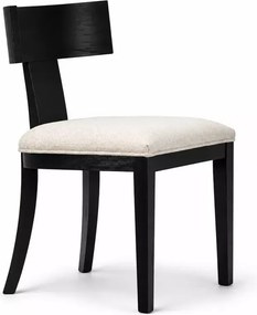 Drewniane czarne krzesło loft modern z kremowym tapicerowanym siedziskiem