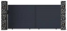 Brama wjazdowa przesuwna NAZARIO, pełna, z aluminium w kolorze antracytowym – 350 × 158 cm