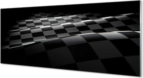 Szkło do Kuchni na Ścianę Czarno-Biała Szachownica