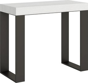 Konsola rozkładana 90x40/196 cm Tecno Small Premium Frassino biała rama w kolorze Antracytu