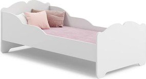 Łóżko dziecięce Anna 140x70 cm białe z stelażem i materacem, trwałe drewno, maksymalne bezpieczeństwo bez schowka