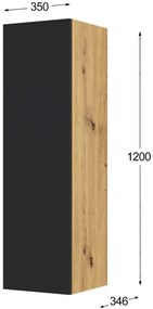 Modułowy regał podwieszany dąb artisan + czarny - Herria 3X