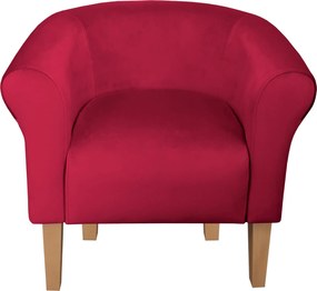 Fotel Milo tkanina Welur wygodny fotel tapicerowany do salonu i sypialni : Kolor nogi - Drewno, Kolor tkaniny - VELVET - MG31, Wysokość nogi - 20 cm