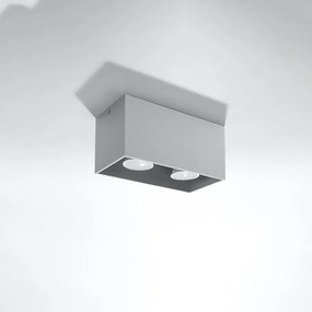 Plafony nowoczesny Quadx maxi, aluminium - 2 źródło światła 4000K - L.20 x H.10 cm - szary