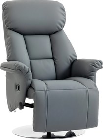 HOMCOM Fotel relaksacyjny, funkcja leżenia, wygląd skóry, podnóżek, do 120 kg, 78 x 80 x 109 cm, szary | Aosom PL