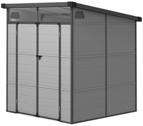 Outsunny 1,9 x 1,9 m Domek Ogrodowy, Schowek na Narzędzia z Tworzywa, Zamykane Drzwi, 2 Otwory Wentylacyjne, Jasnoszary